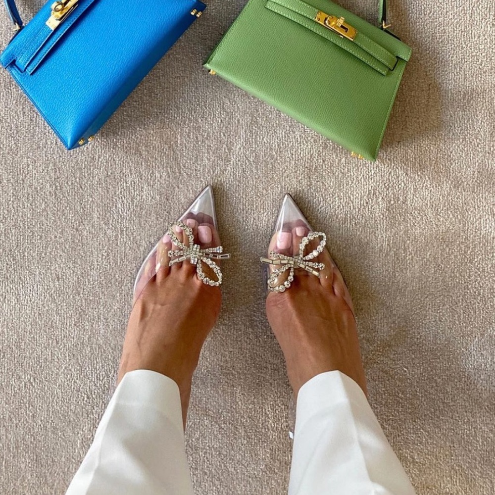 Amina Muaddi Rosie glass PVC am transparent heels